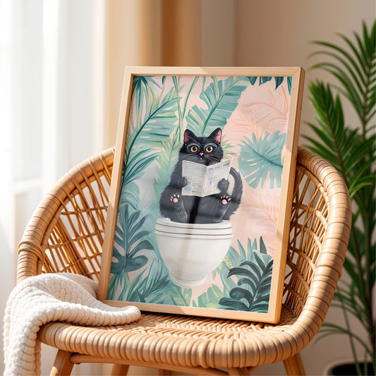 a picture of a cat sitting on a toilet