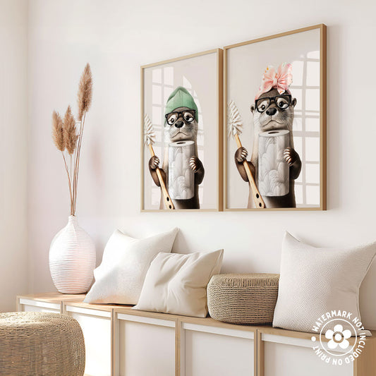 a couple of pictures hanging on a wall