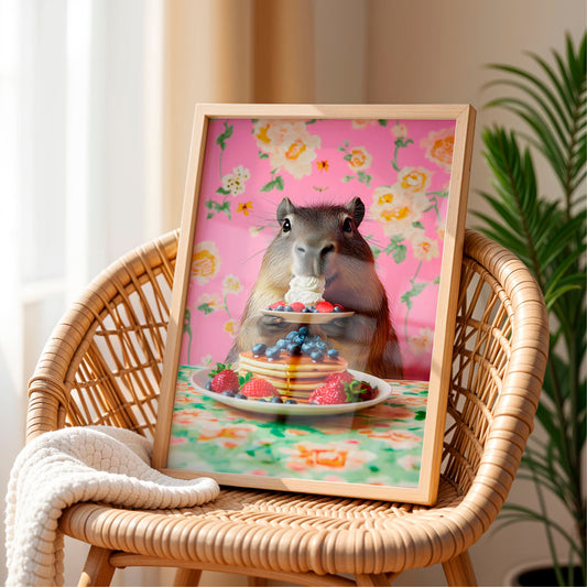 a picture of a rodent eating a piece of cake