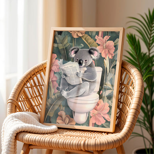 a picture of a koala sitting on top of a toilet