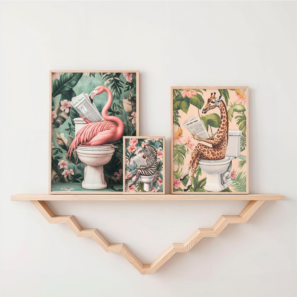 a shelf that has some pictures on it