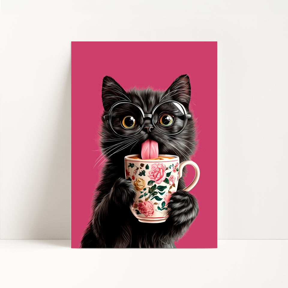 Black Cat Coffee Print