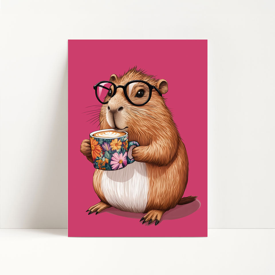 Capybara Drinking Coffee Print