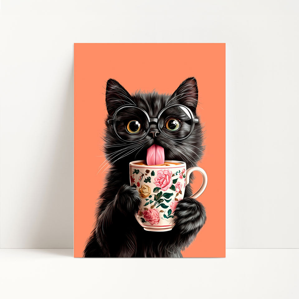 Black Cat Coffee Print