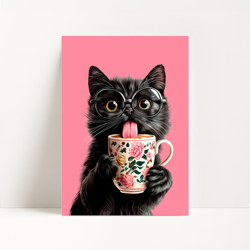Black Cat Coffee Print