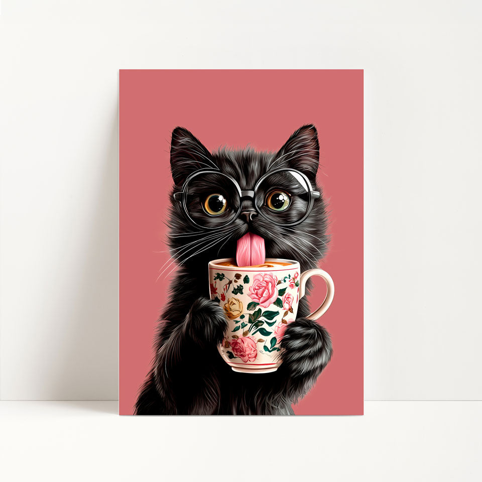 Black Cat Coffee Print
