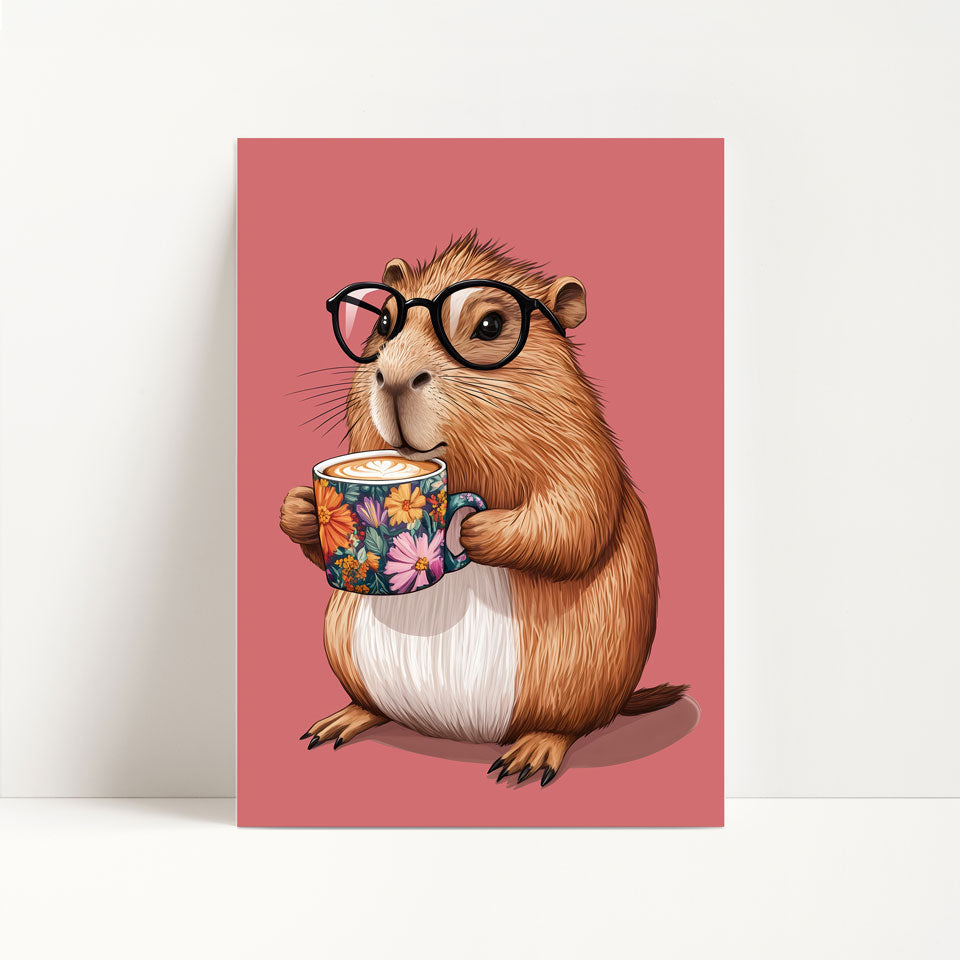 Capybara Drinking Coffee Print
