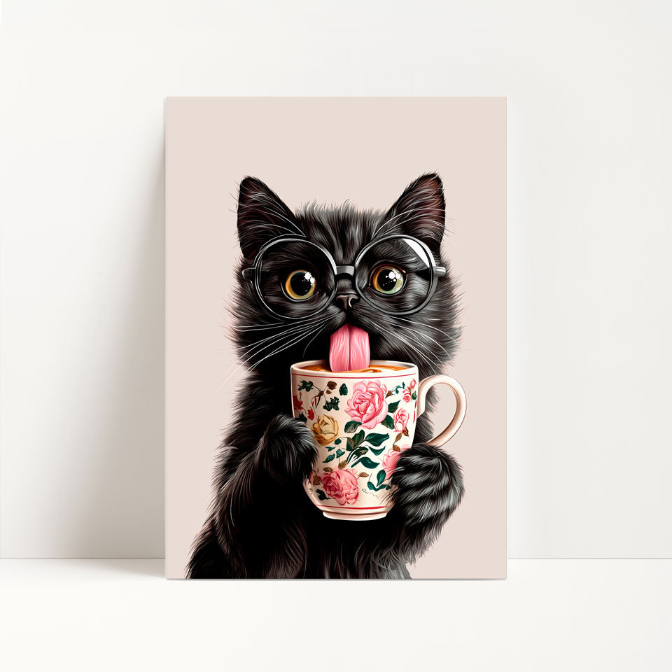 Black Cat Coffee Print