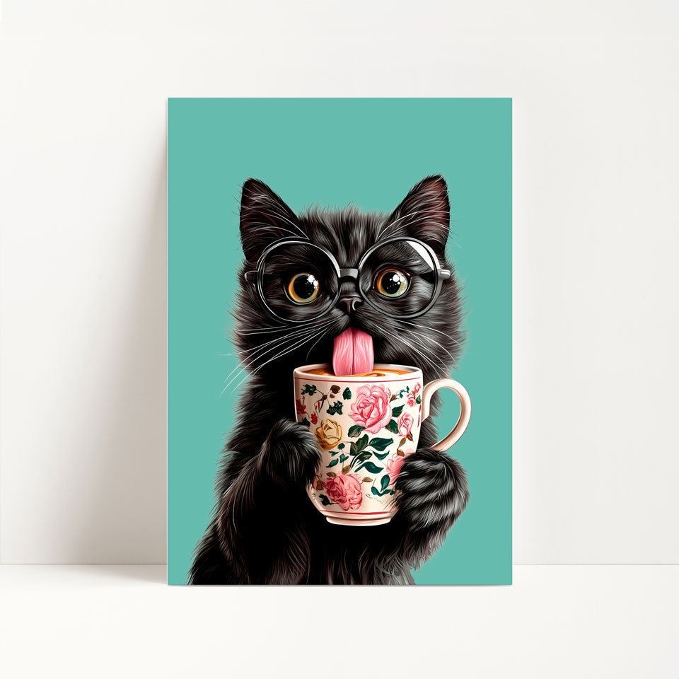 Black Cat Coffee Print