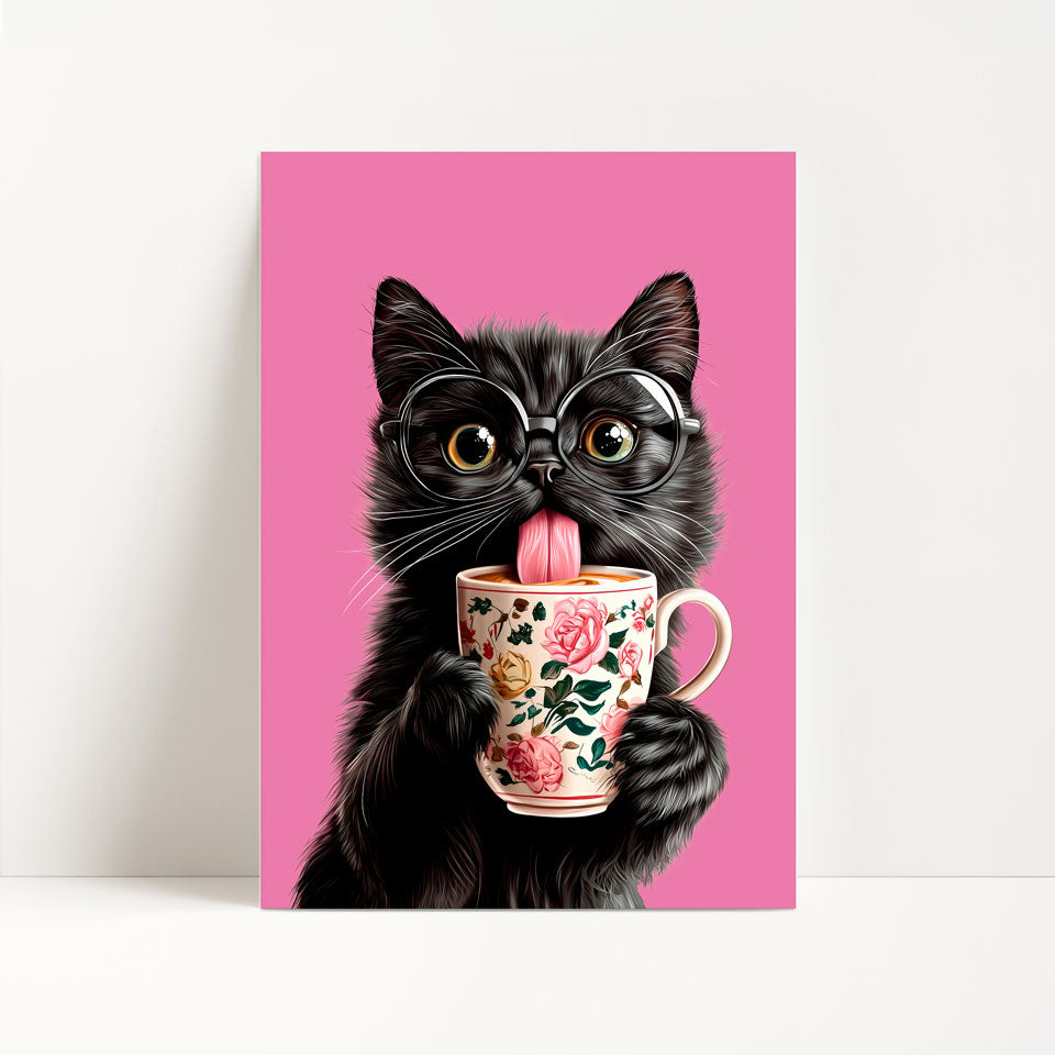 Black Cat Coffee Print