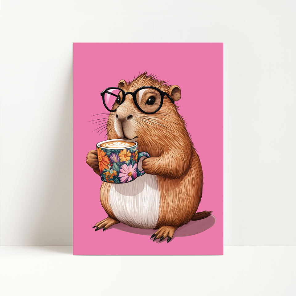 Capybara Drinking Coffee Print