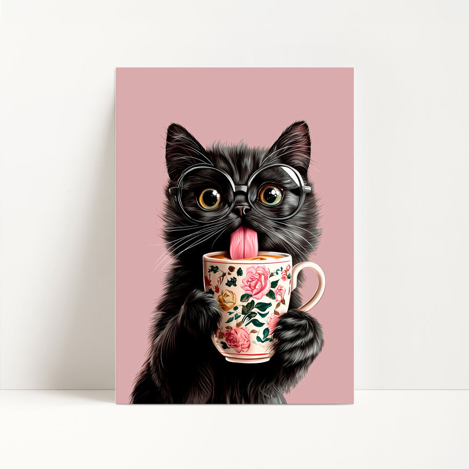 Black Cat Coffee Print