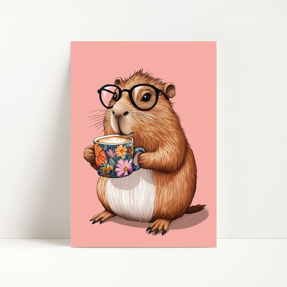 Capybara Drinking Coffee Print