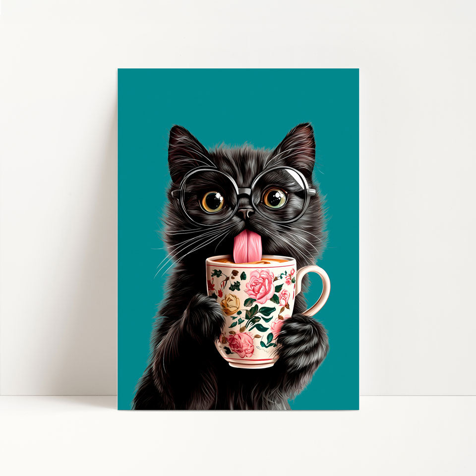 Black Cat Coffee Print