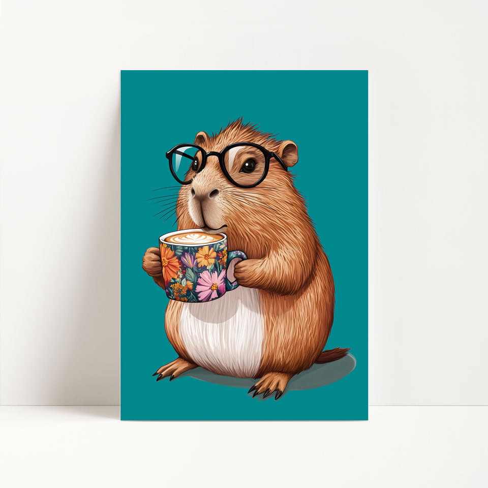 Capybara Drinking Coffee Print