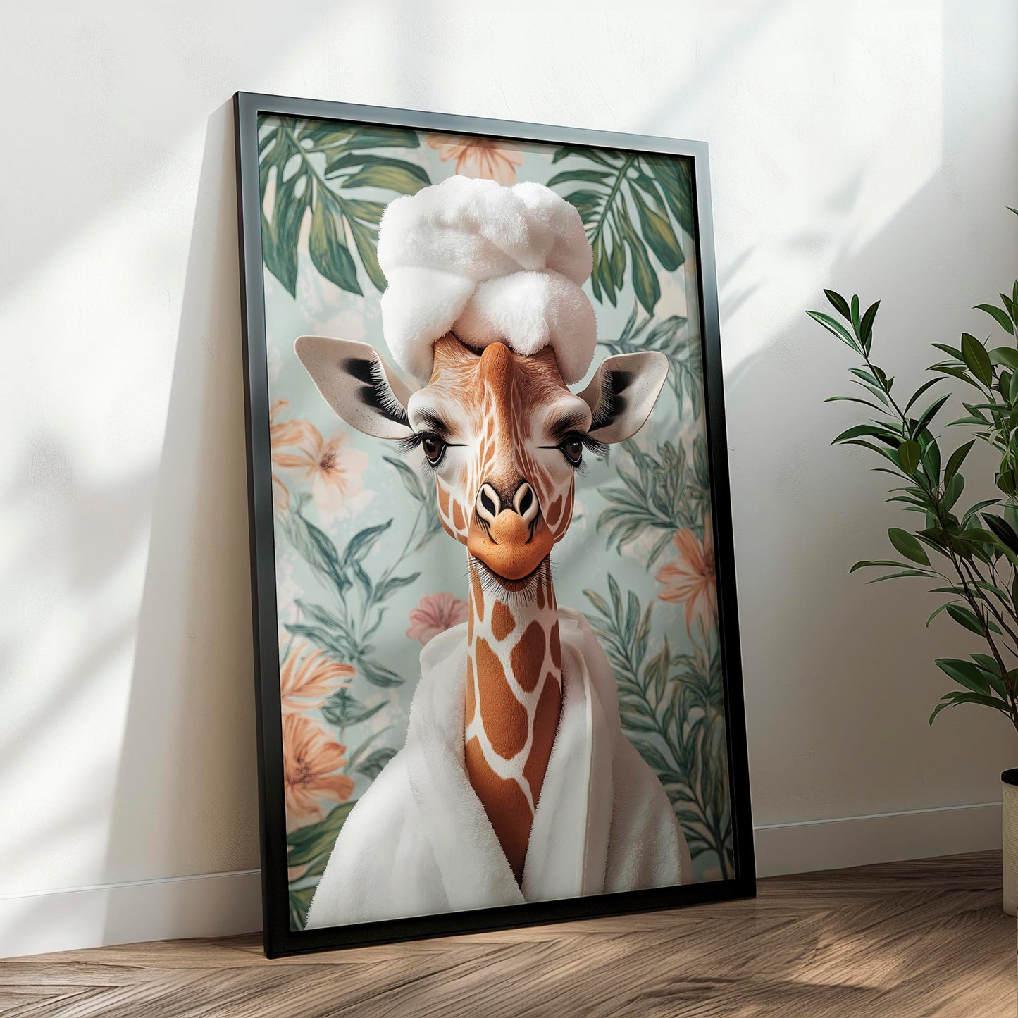 Set of 3 Funny Giraffe Bathroom Wall Art Prints