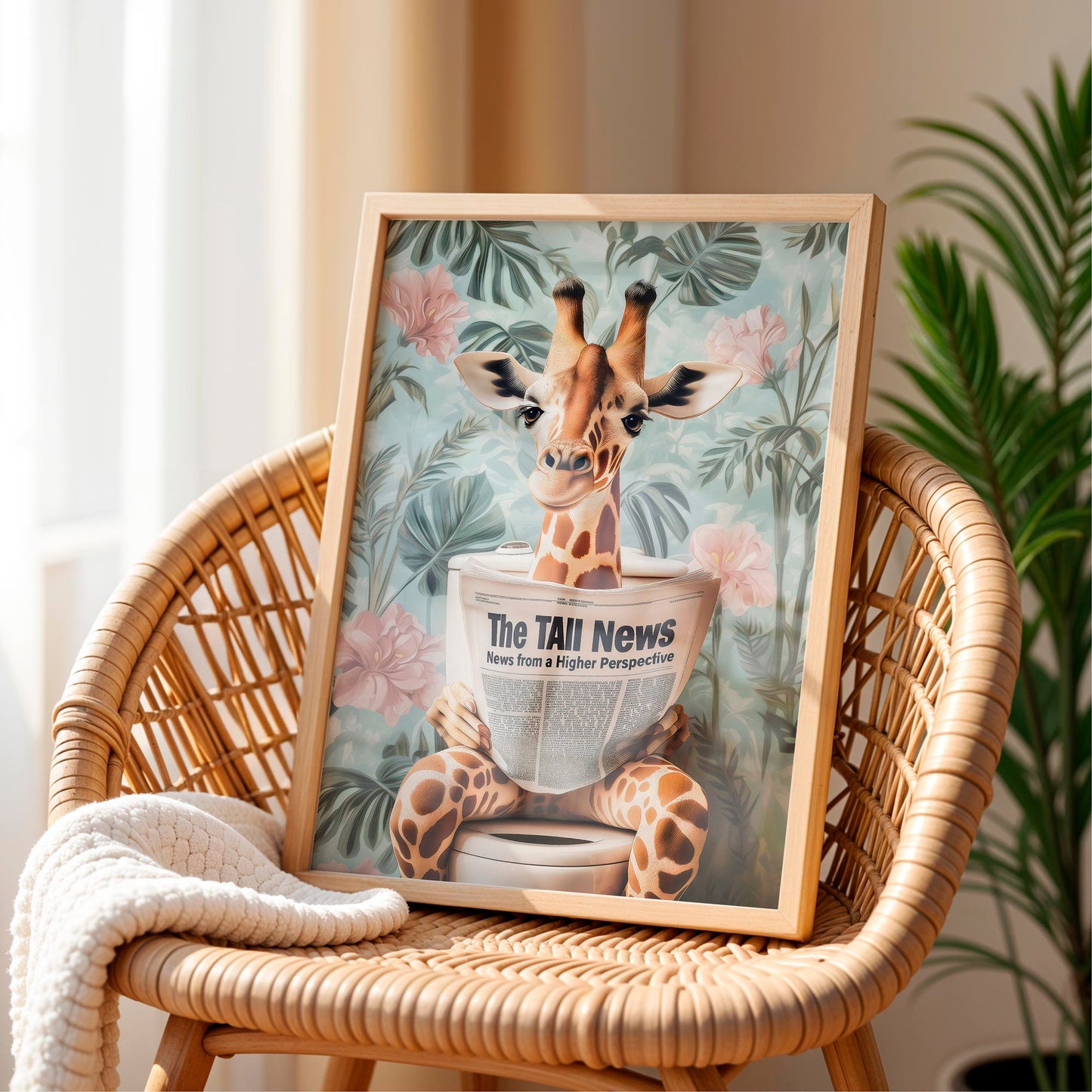Set of 3 Funny Giraffe Bathroom Wall Art Prints