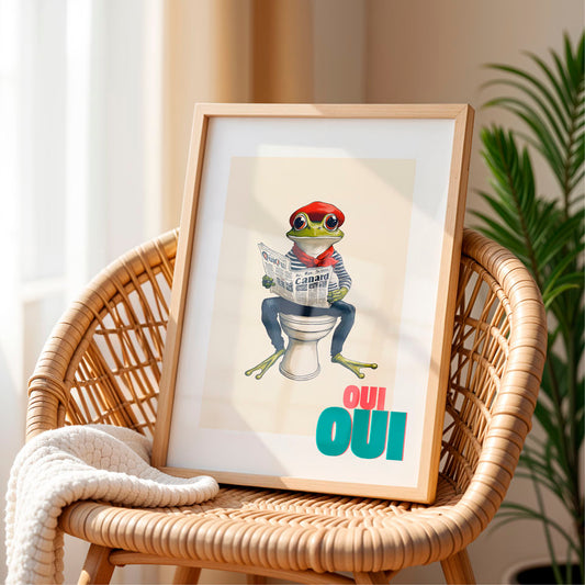 a picture of a frog sitting on top of a toilet