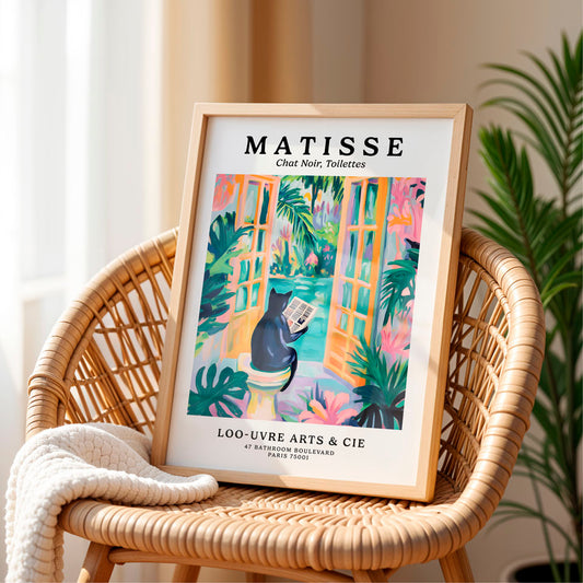 a picture of a cat sitting on a wicker chair