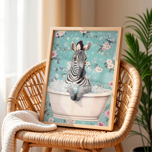 a picture of a zebra sitting in a bathtub