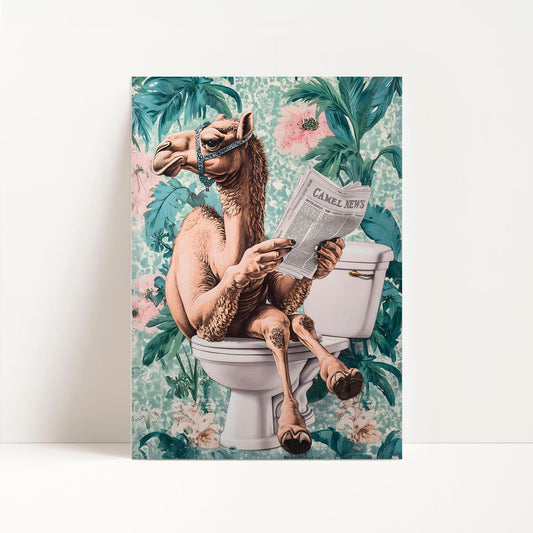 a painting of a monkey sitting on a toilet reading a newspaper