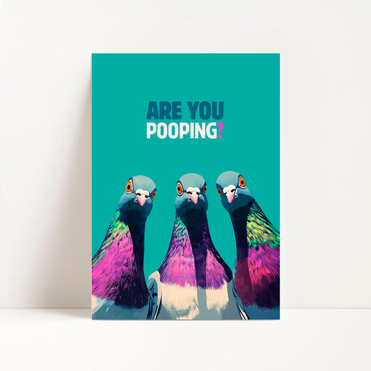 a card with three colorful birds on it