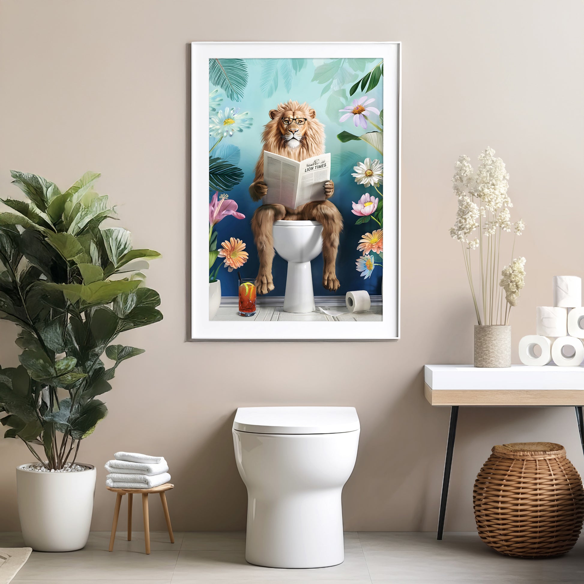 a picture of a dog sitting on a toilet reading a book