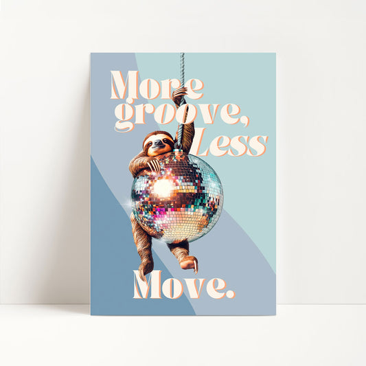 a card with a disco ball hanging from a chain