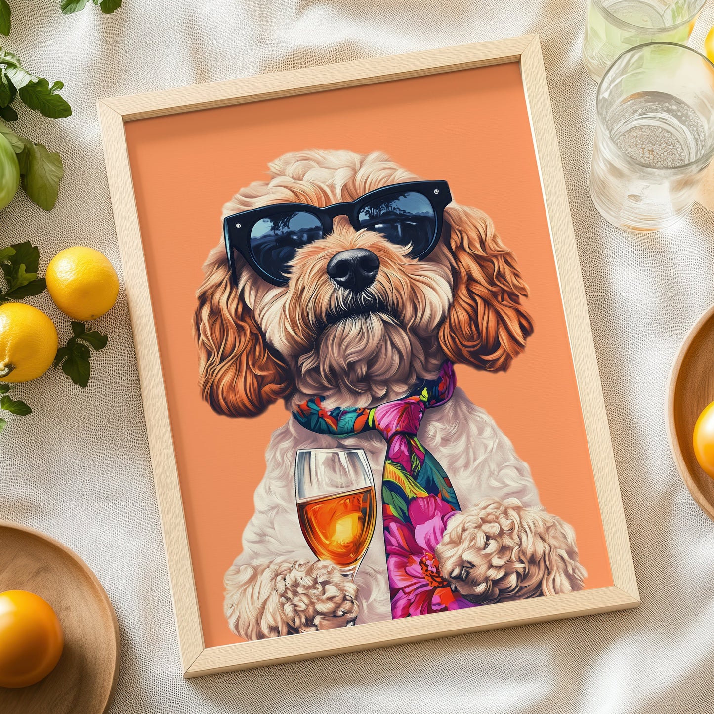 a picture of a dog wearing sunglasses and a tie