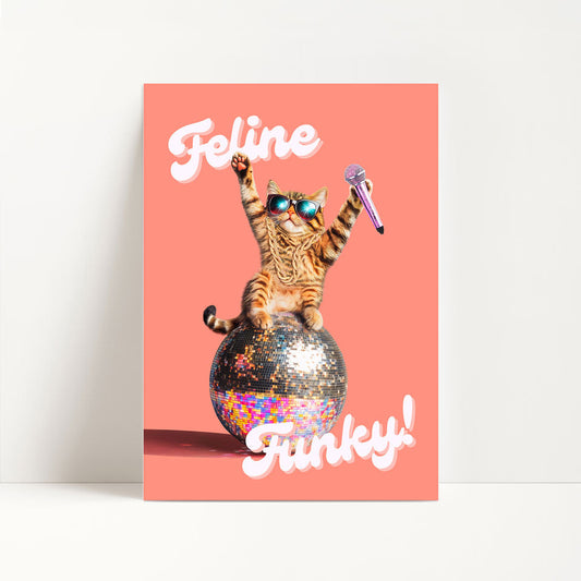 a card with a picture of a cat wearing sunglasses