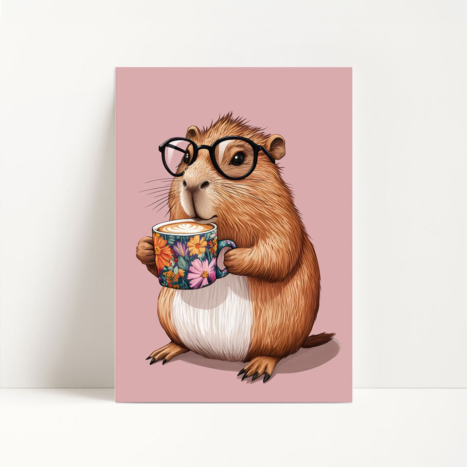 Capybara Drinking Coffee Print