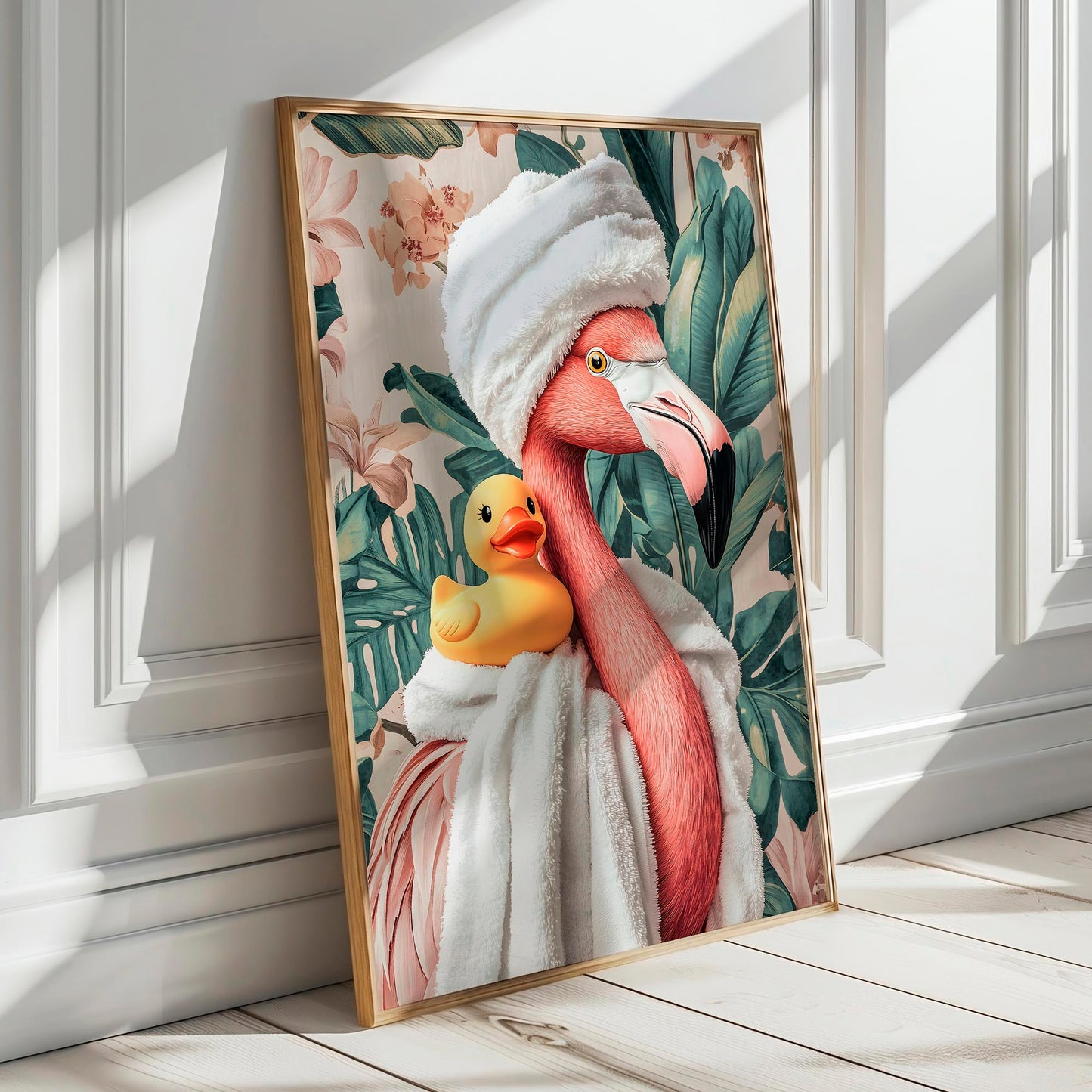 Set of 3 Flamingo Bathroom Wall Art Prints