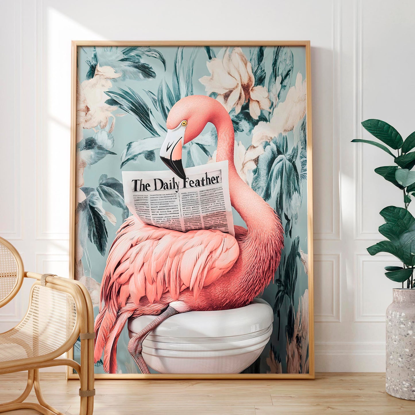 Set of 3 Flamingo Bathroom Wall Art Prints