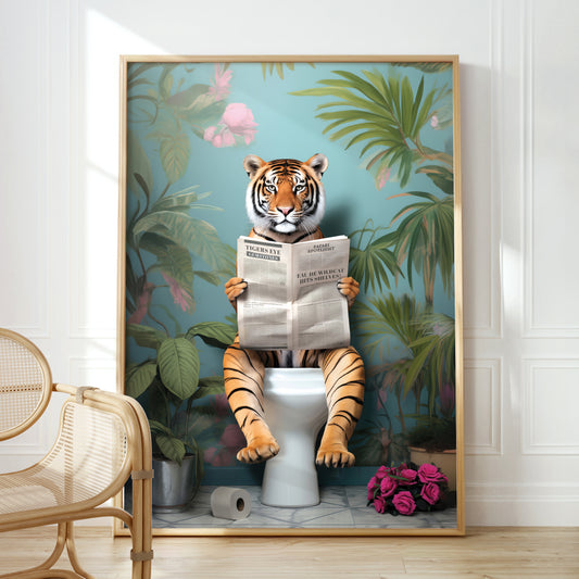 Tiger on Toilet Bathroom Print