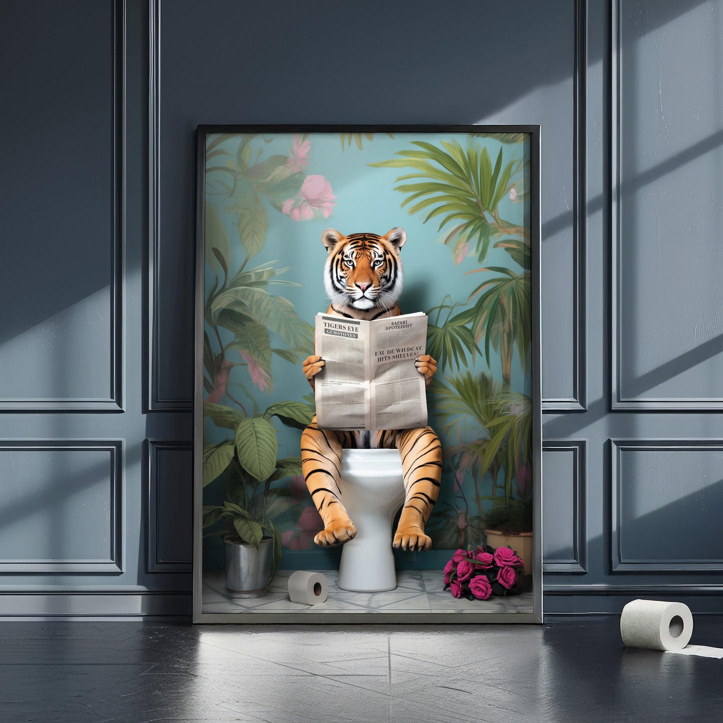 Tiger on Toilet Bathroom Print