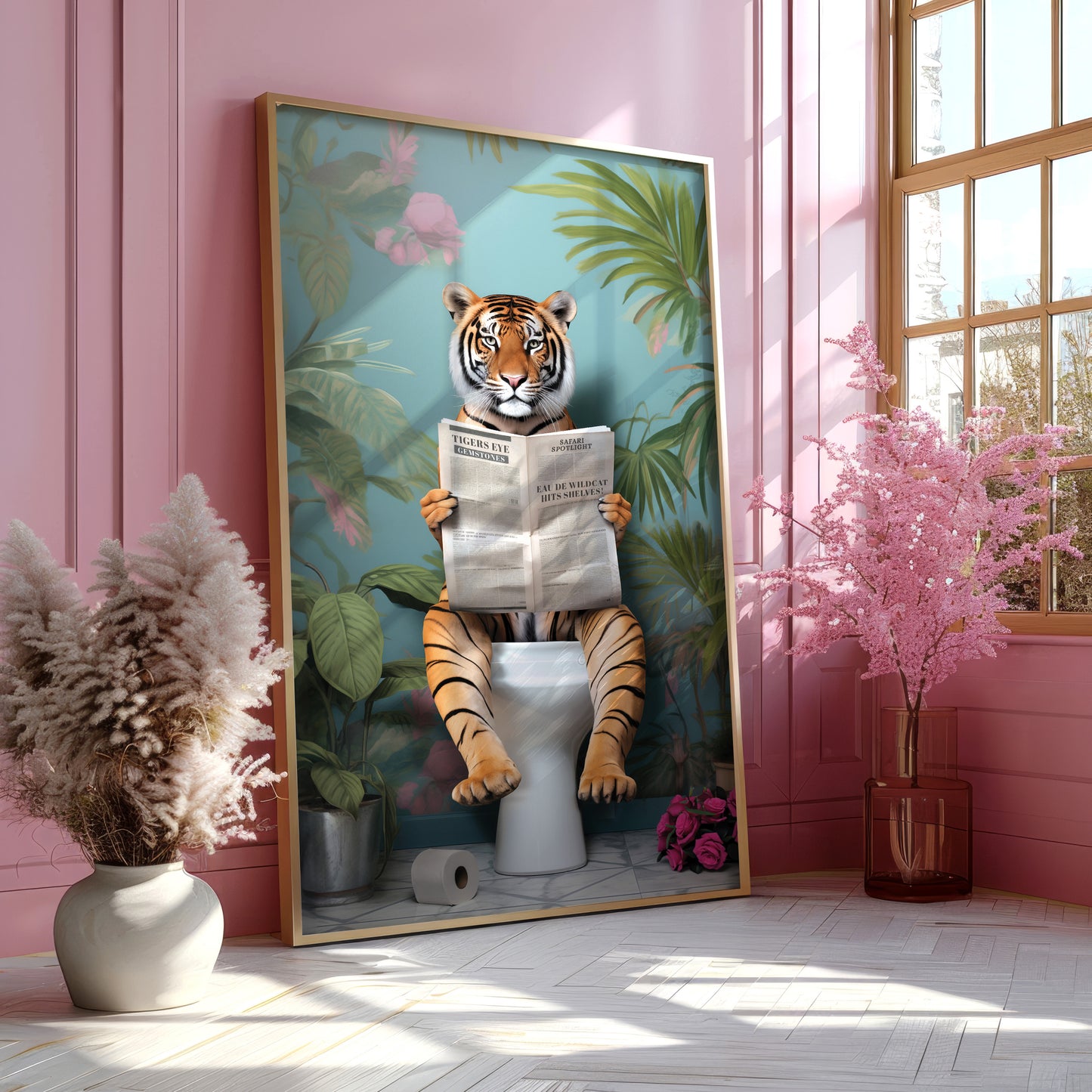 Tiger on Toilet Bathroom Print