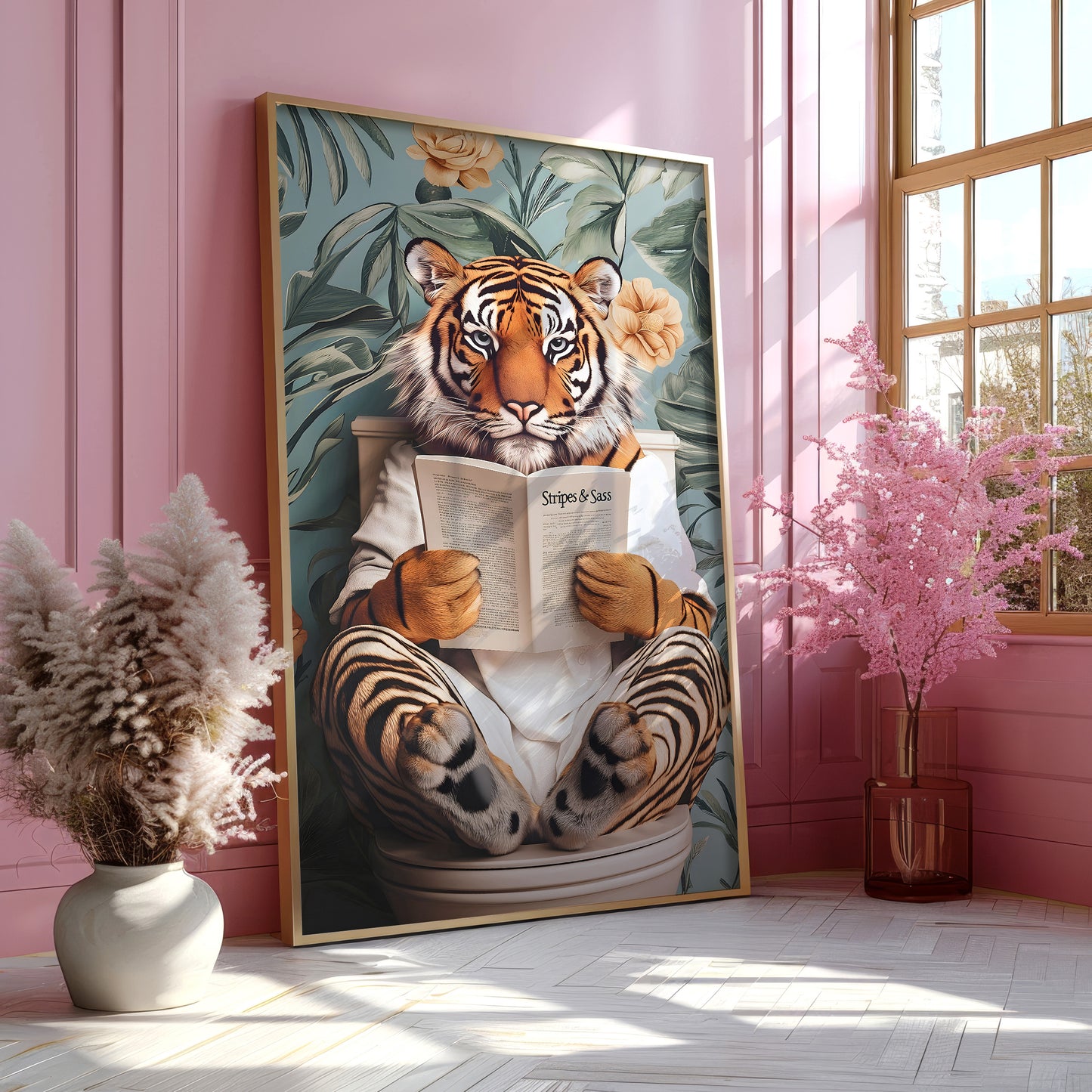 Tiger on Toilet Bathroom Print