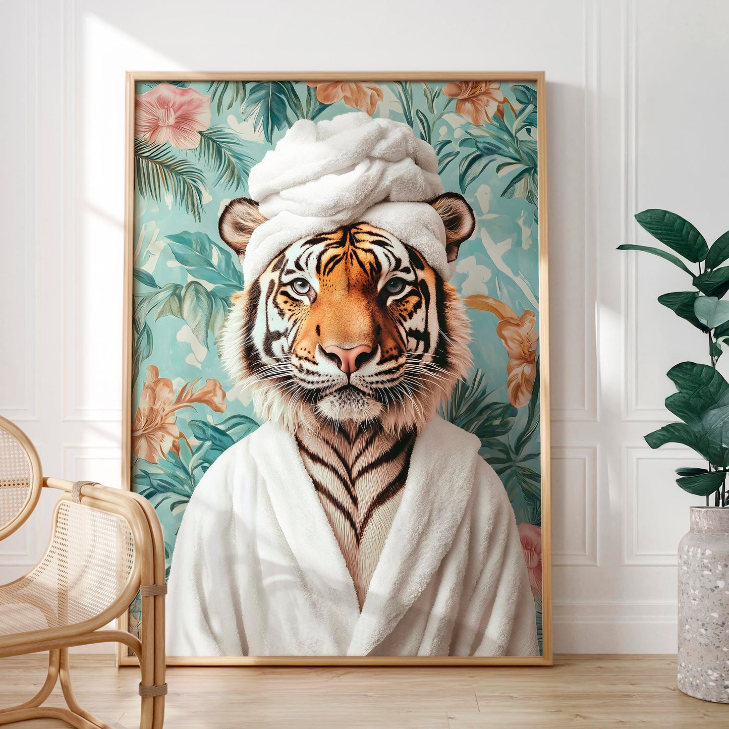 Set of 3 Funny Tiger Bathroom Wall Art Prints