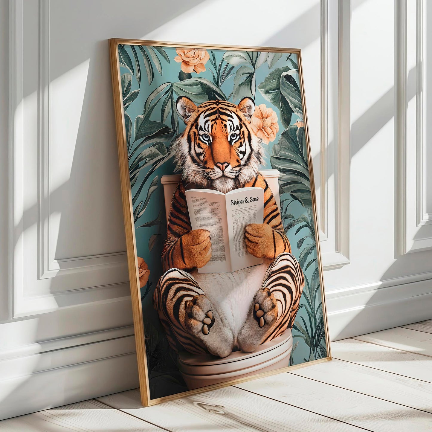 Set of 3 Funny Tiger Bathroom Wall Art Prints