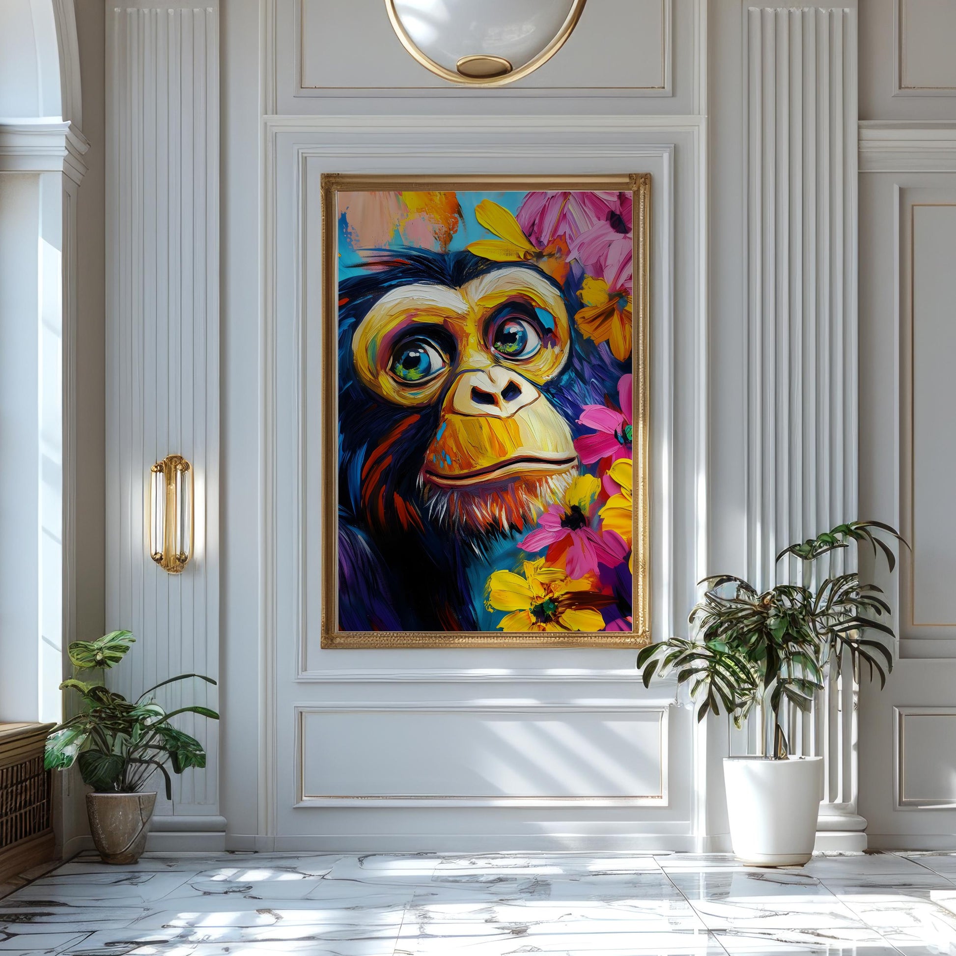 a painting of a monkey on a wall