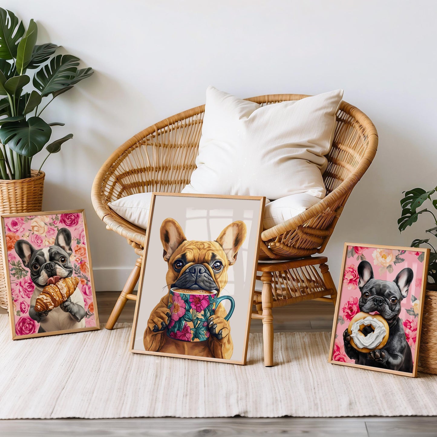 French Bulldog Wall Art - Set of 3 Coffee Kitchen Prints