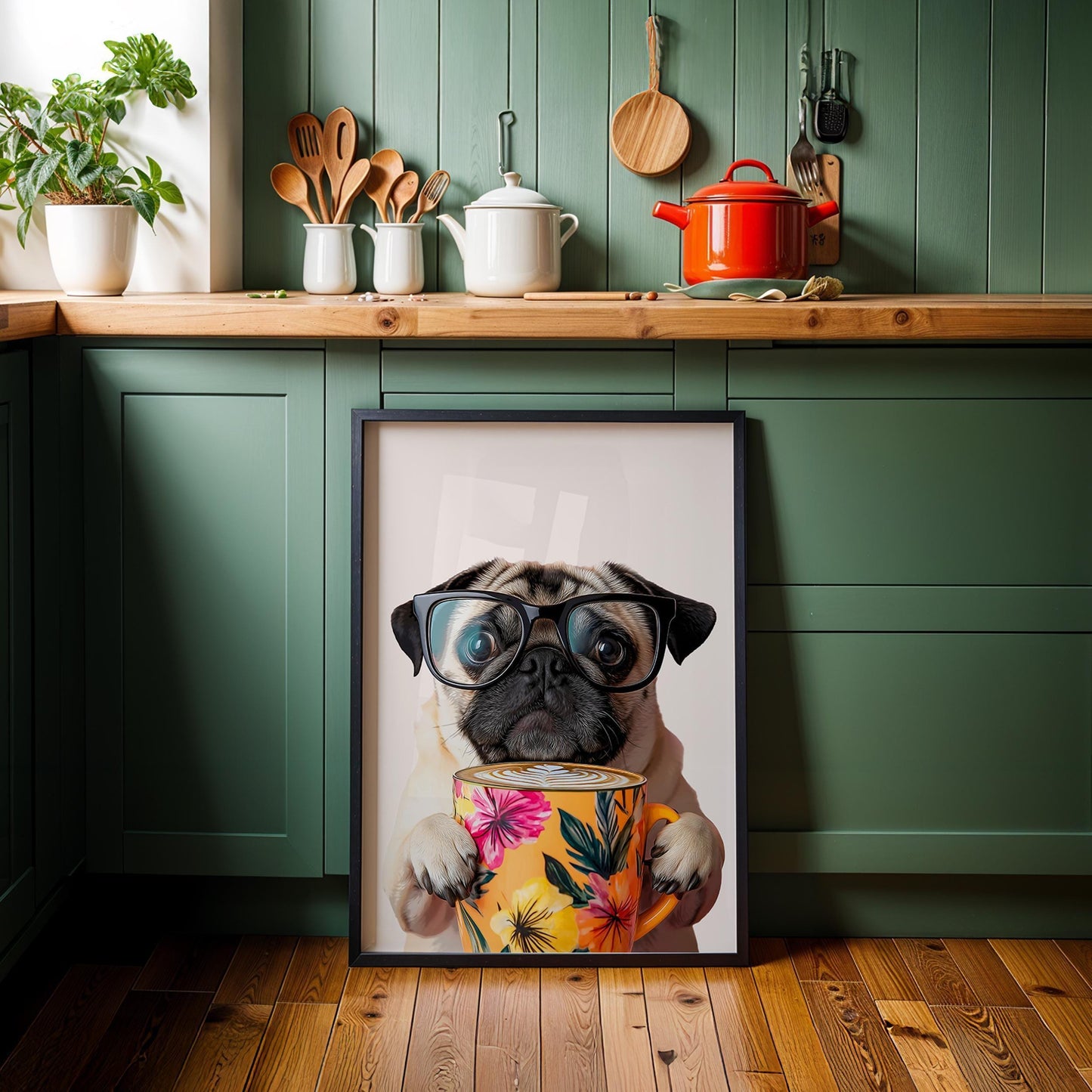 Pug Wall Art - Set of 3 Coffee Kitchen Prints