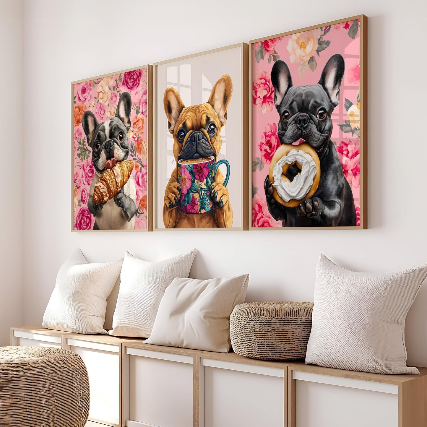 French Bulldog Wall Art - Set of 3 Coffee Kitchen Prints